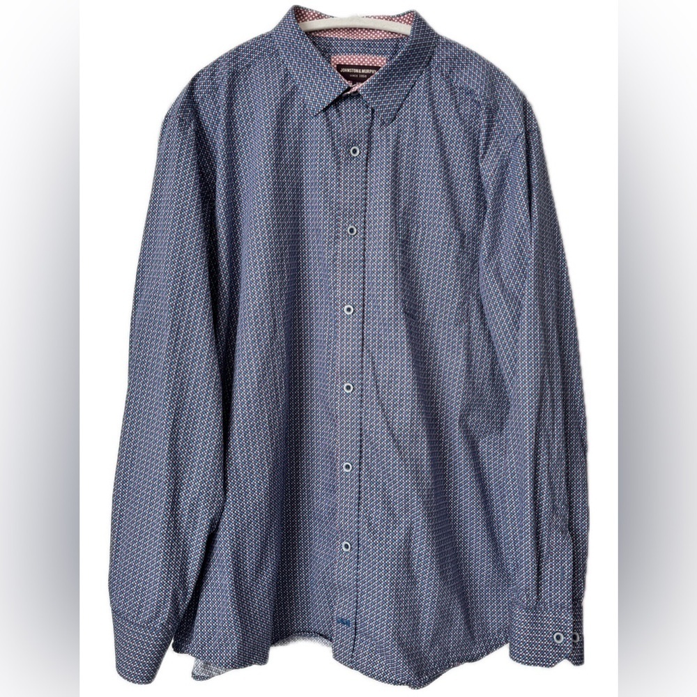 Johnston & Murphy XXL Geometric Micro Print Button Down Shirt Long Sleeve